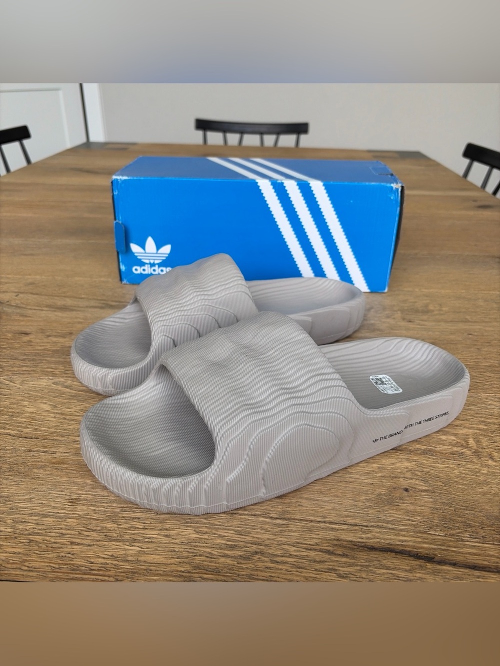 adidas Taupe Textured Slide Sandals